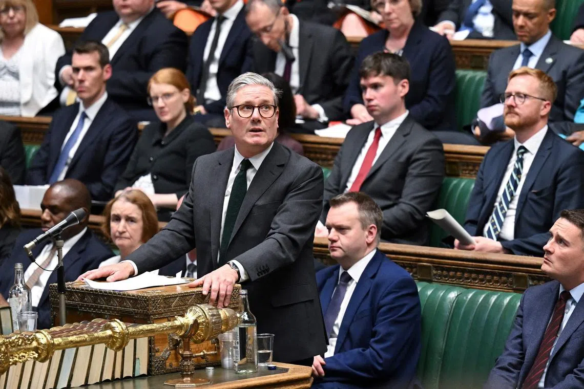 Leader of Britain's main opposition Labour Party Keir Starmer speaking in Parliament on May 20.