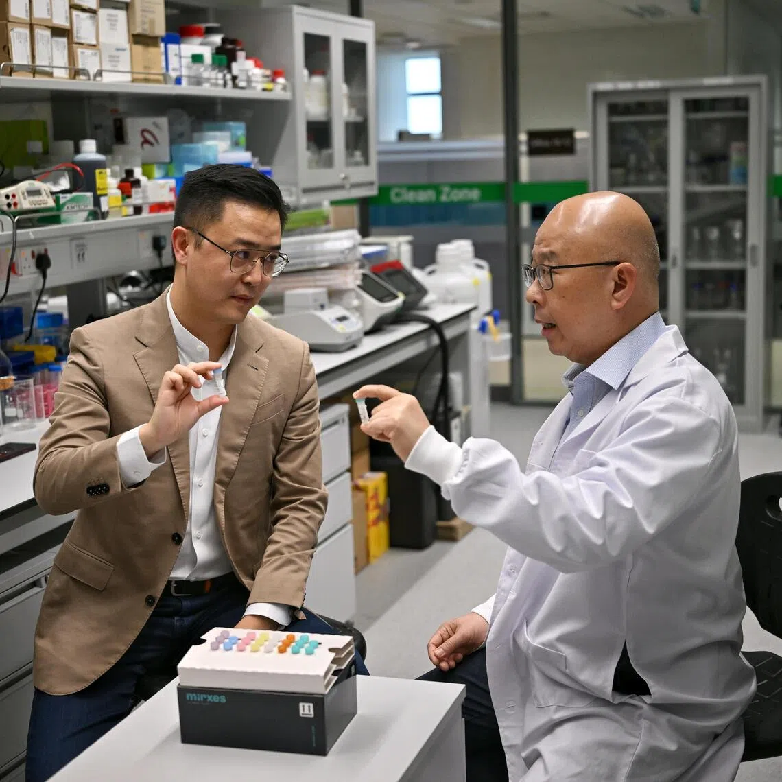 Mirxes co-founder and chief executive Zhou Lihan (left) with Pierce Chow, senior consultant in the division of surgery and surgical oncology at Singapore General Hospital and National Cancer Centre Singapore.
