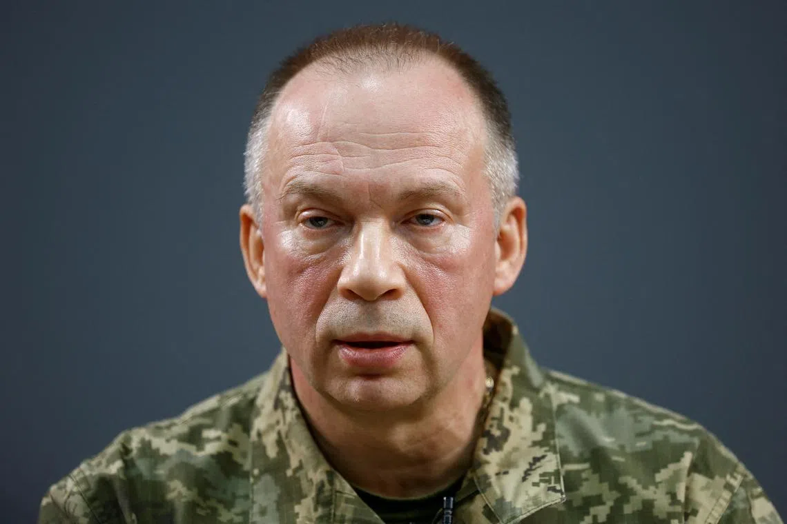 FILE PHOTO: Colonel general Oleksandr Syrskyi, Commander of the Ukrainian Ground Forces, attends an interview with Reuters, amid Russia's attack on Ukraine, in Kharkiv region, Ukraine January 12, 2024. REUTERS/Valentyn Ogirenko/File Photo
