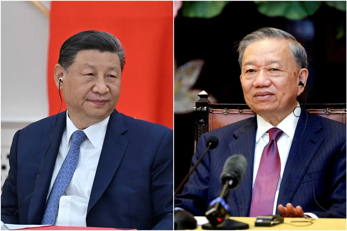 Mr To Lam (right) arrived in China's southern province Guangzhou on Aug 18 for a three-day visit that would include meetings with Chinese top officials including President Xi Jinping.