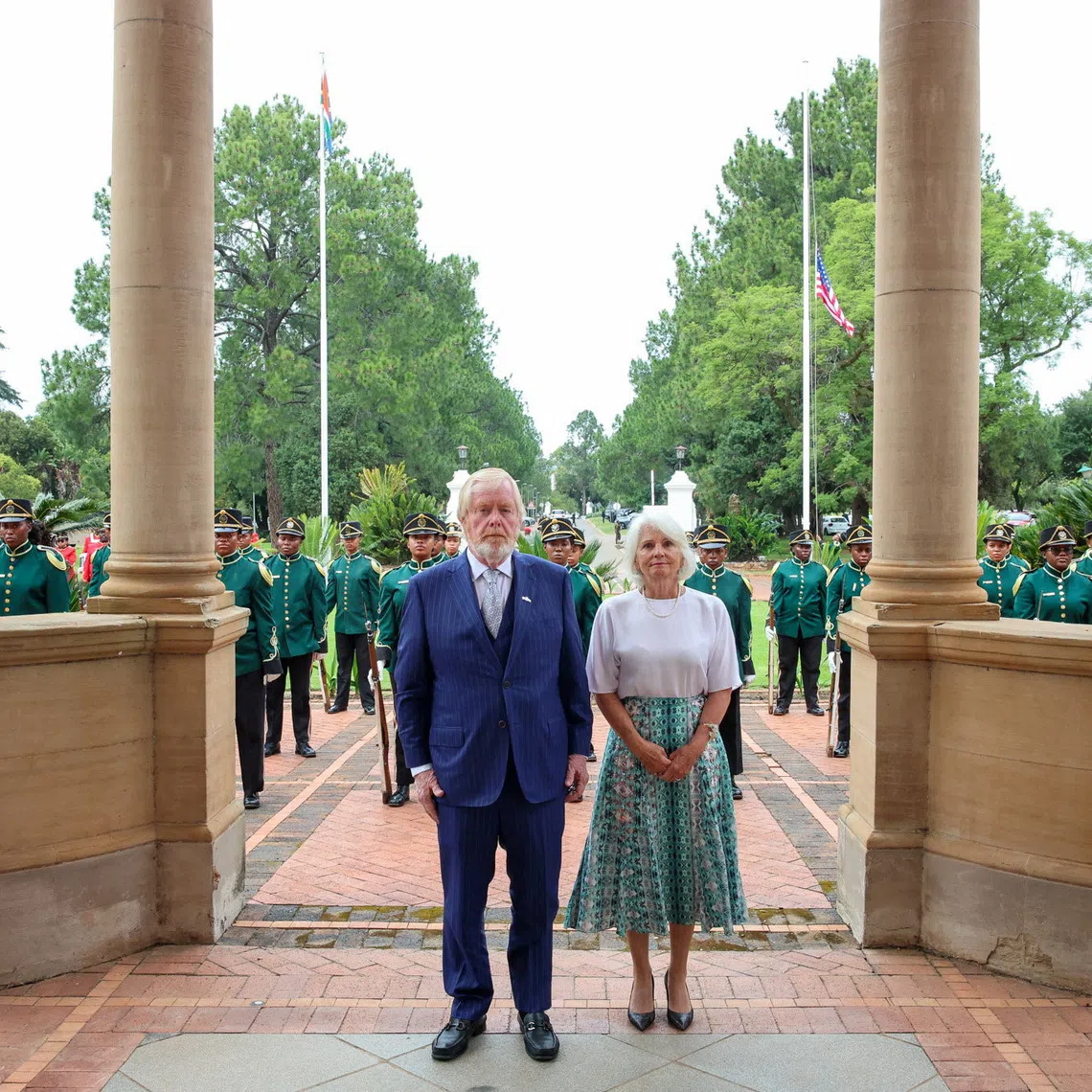 FILE PHOTO: U.S. Ambassador to South Africa Leo Brent Bozell III poses for a photograph with his wife Norma Petruccione Bozell ahead of a credentials ceremony for heads of mission‑designate at the Sefako Makgatho Presidential Guesthouse in Pretoria, South Africa, April 8, 2026. Jairus Mmutle/GCIS/Handout via REUTERS/ File Photo