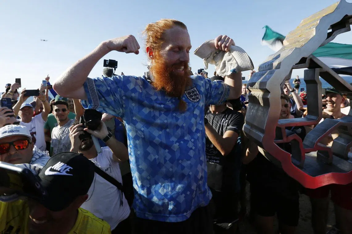 Britain's Russ Cook becomes the first person to run the entire length of Africa - Tunisia - April 7, 2024 Britain's Russ Cook reacts after becoming the first person to run the entire length of Africa REUTERS/Zoubeir Souissi