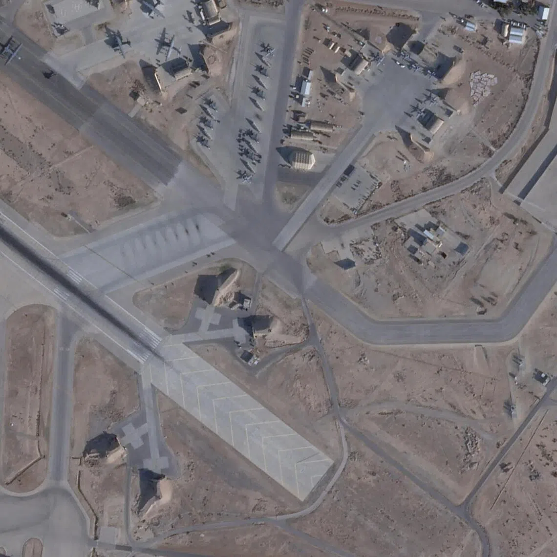 A satellite image showing Muwaffaq Salti Air Base in Jordan, which was targeted by Iran during the course of the US-Iran war.