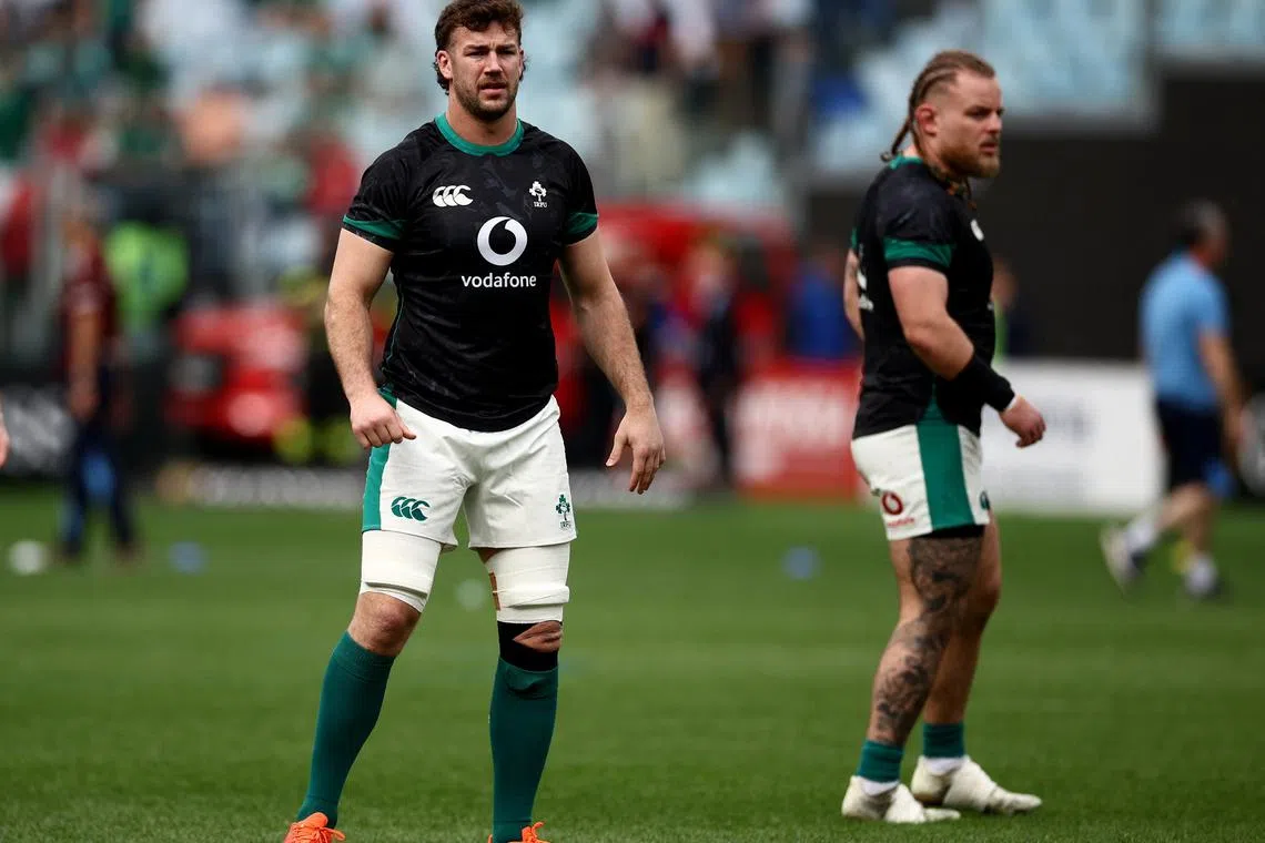 Rugby Union - Six Nations Championship - Italy v Ireland - Stadio Olimpico, Rome, Italy - March 15, 2025 Ireland's Caelan Doris during the warm up before the match REUTERS/Guglielmo Mangiapane