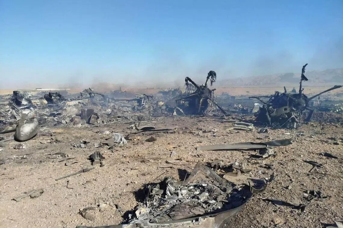 A still image purporting to show US aircraft destroyed during the US mission to find a stranded airman in Iran, the Revolutionary Guards said according to Iranian media.