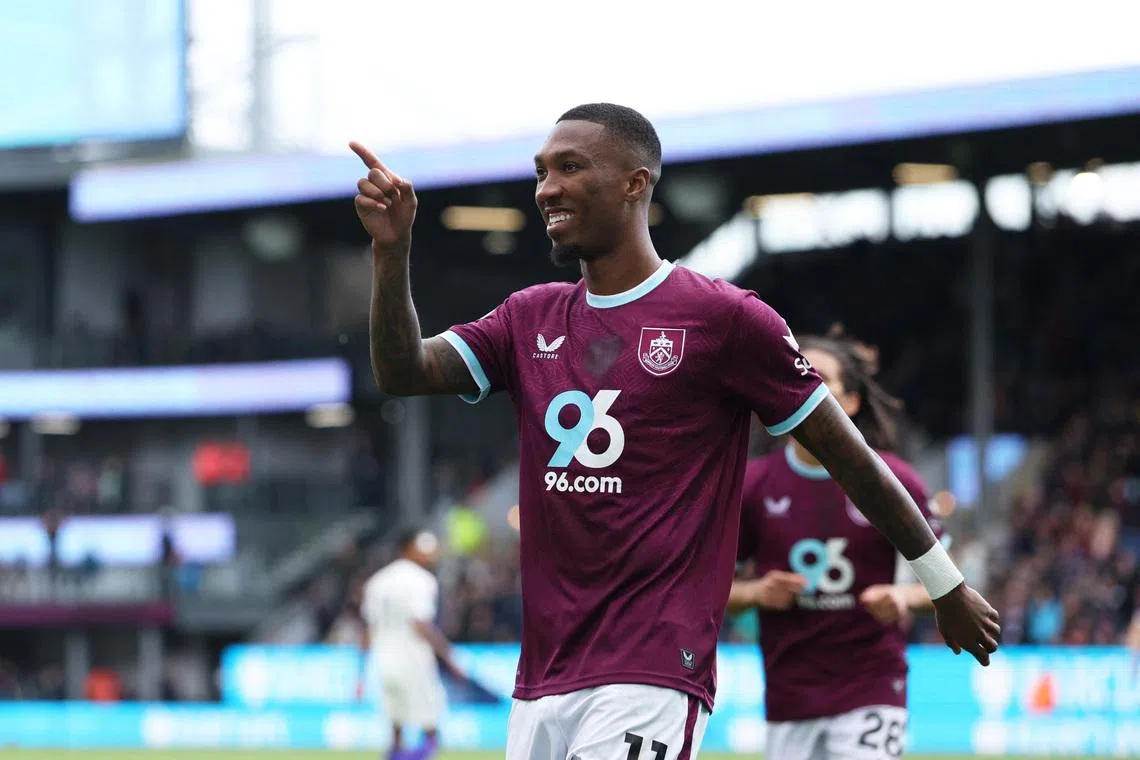 Soccer Football - Premier League - Burnley v Aston Villa - Turf Moor, Burnley, Britain - May 10, 2026 Burnley's Jaidon Anthony celebrates scoring their first goal REUTERS/Scott Heppell