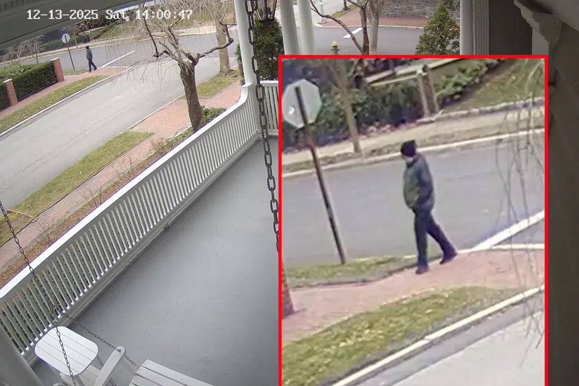 The person of interest in connection with the December 13, 2025 shooting at Brown University, in Providence, Rhode Island, U.S., walks in a screengrab from video released by the Providence Police. Providence Police/via REUTERS