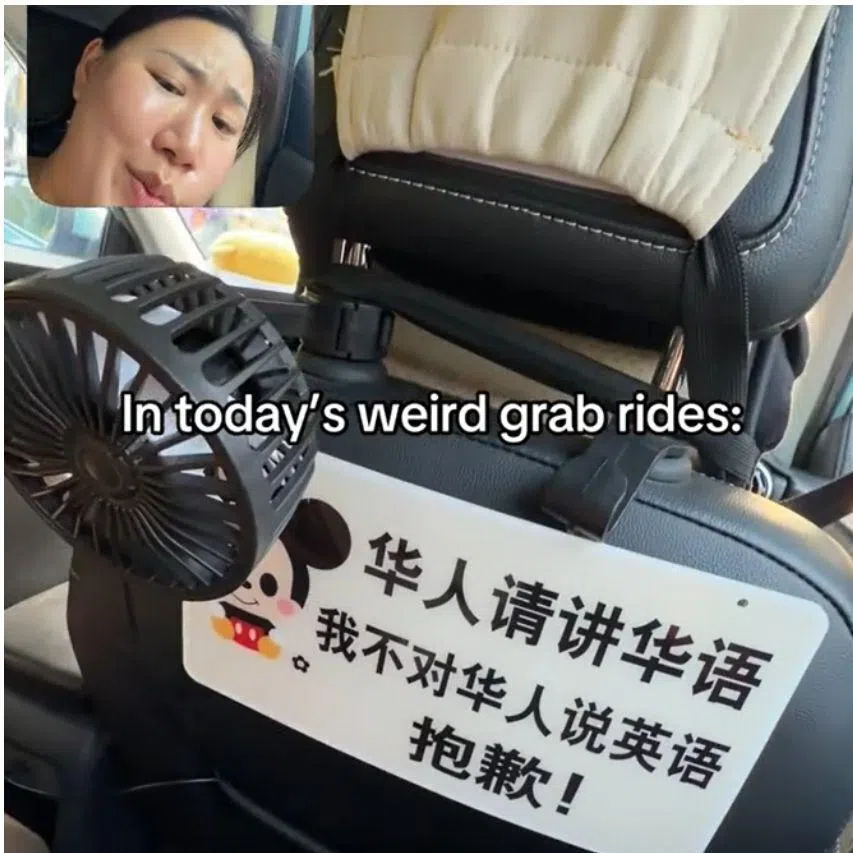 Grab has since suspended the driver for a sign that refuses to speak English to Chinese people.