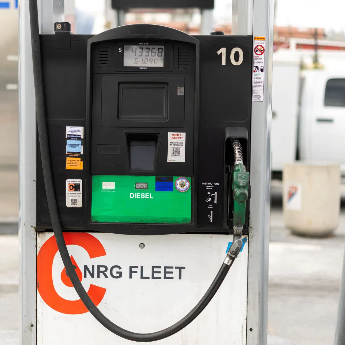 US diesel prices rose nearly 10 cents a gallon in the latest week to an average of US$6.28.