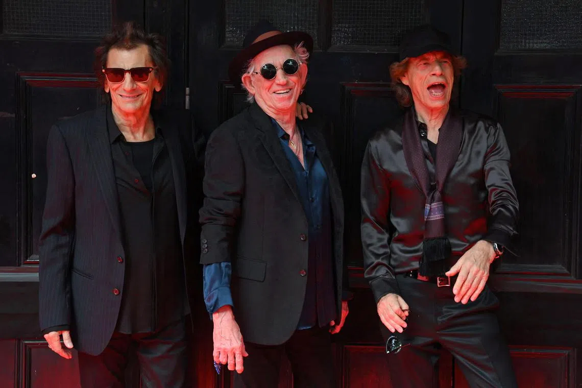 The Rolling Stones' (from left) Ron Wood, Keith Richards and Mick Jagger. Their new album, Hackney Diamonds, is due on Oct 20.