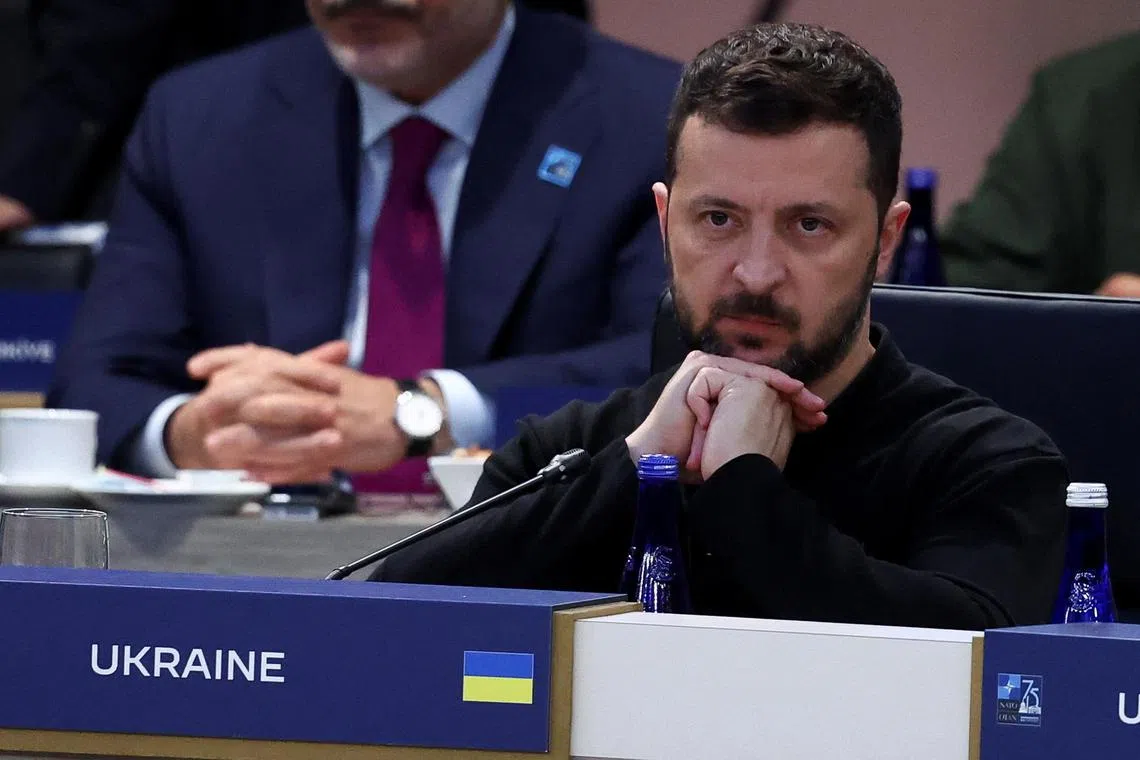 Ukrainian President Volodymyr Zelensky taking part in Nato's 75th anniversary summit in Washington, on July 11.