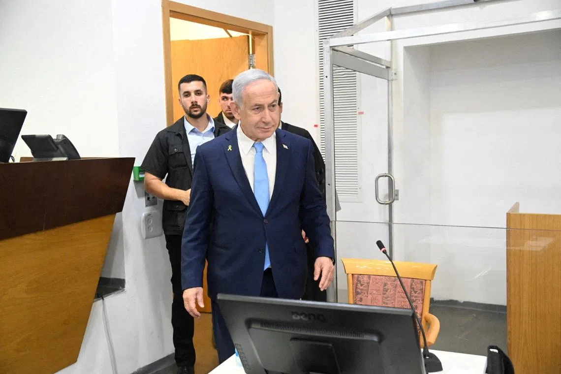 Israeli Prime Minister Benjamin Netanyahu attends his trial on corruption charges at the district court in Tel Aviv, Israel, 12 March 2025. Yair Sagi/Pool via REUTERS/File Photo