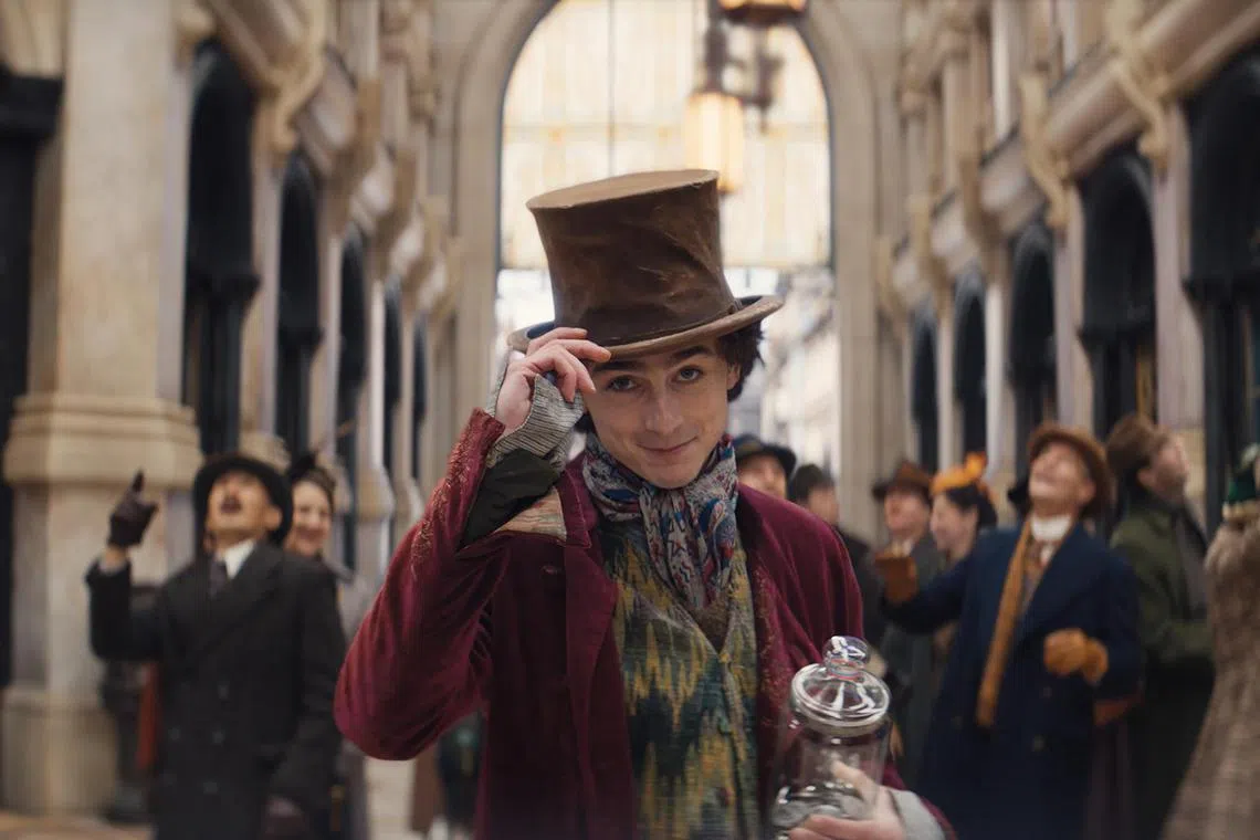 Timothee Chalamet as Willy Wonka. 