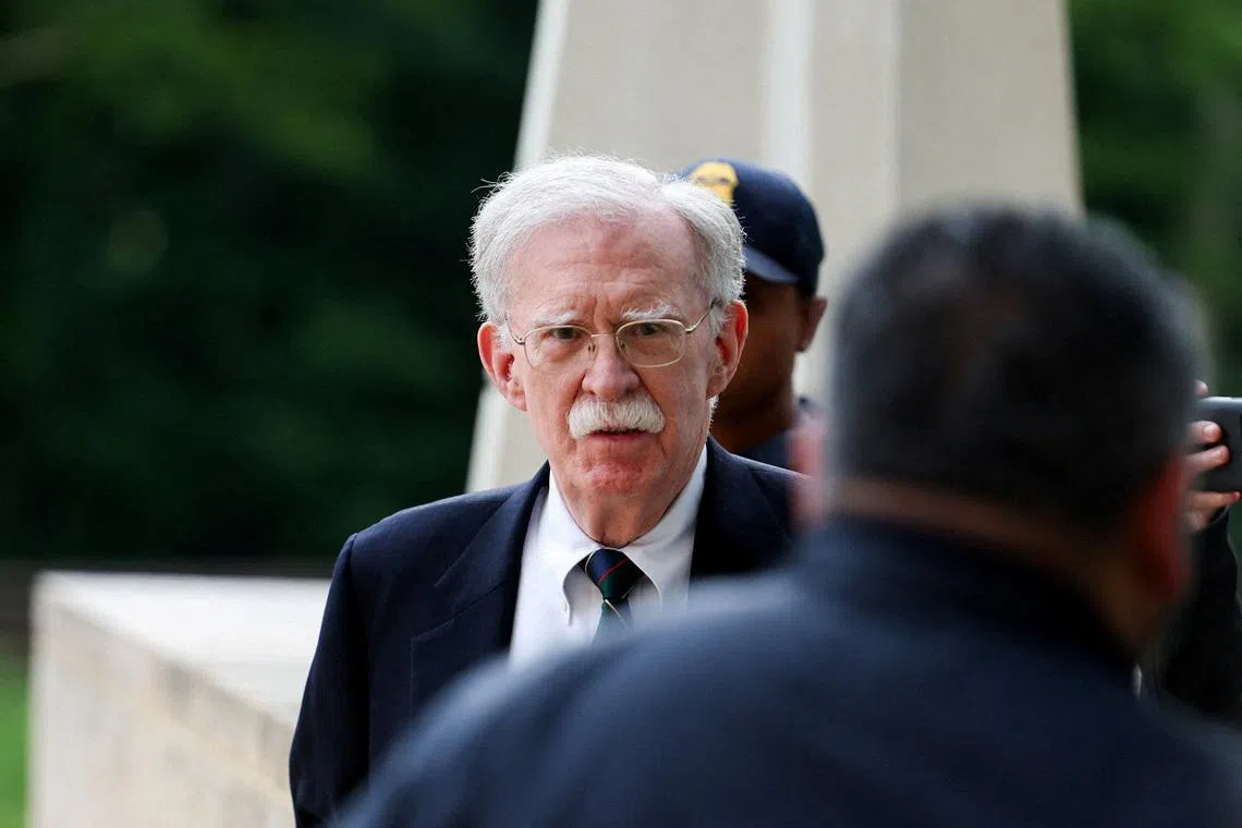 Former White House national security adviser John Bolton arrives at the US District Court for the District of Maryland on June 26.
