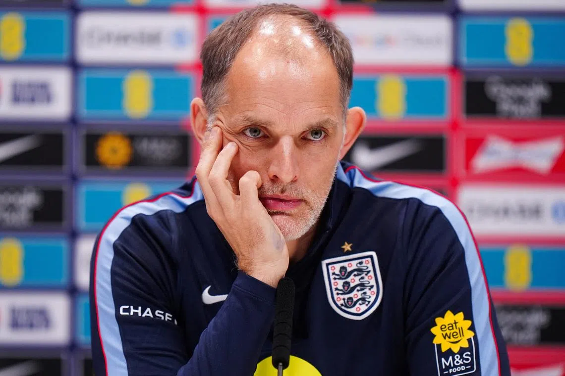 Soccer Football - International Friendly - England Press Conference - Tottenham Hotspur Training Centre, London, Britain - March 30, 2026 England manager Thomas Tuchel during the press conference Bradley Collyer/Pool via REUTERS