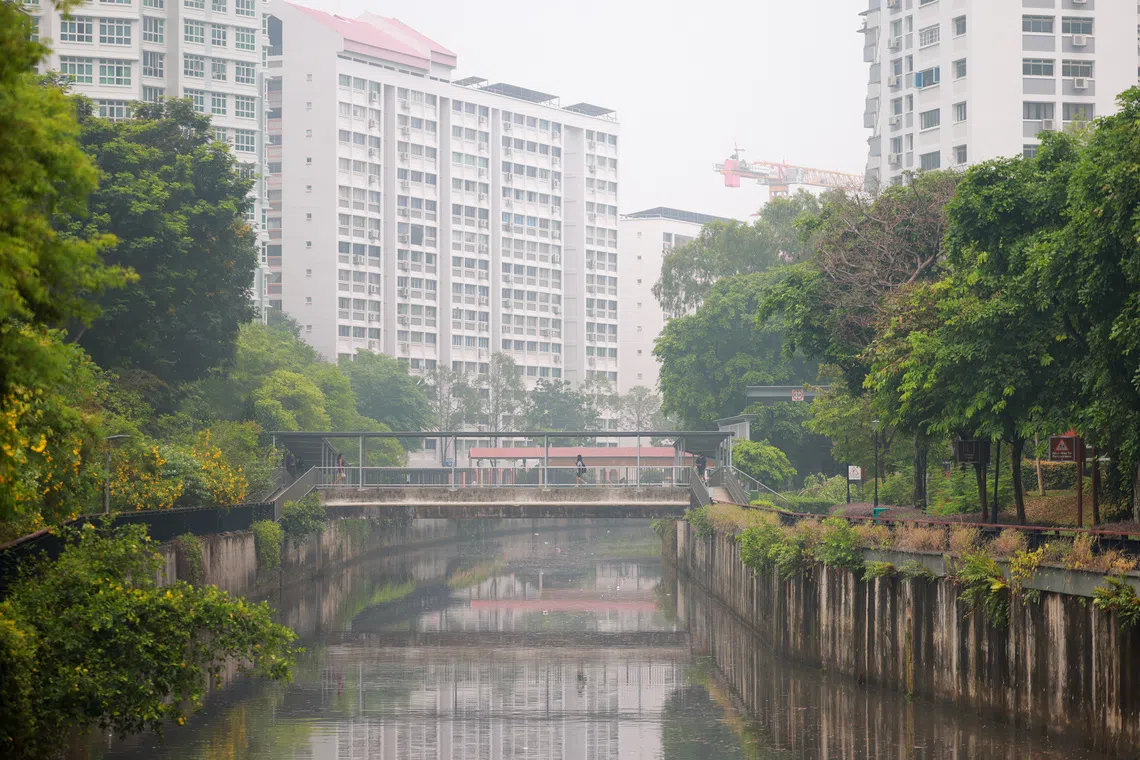 Hazy conditions in Boon Keng at about 12pm on Oct 15.