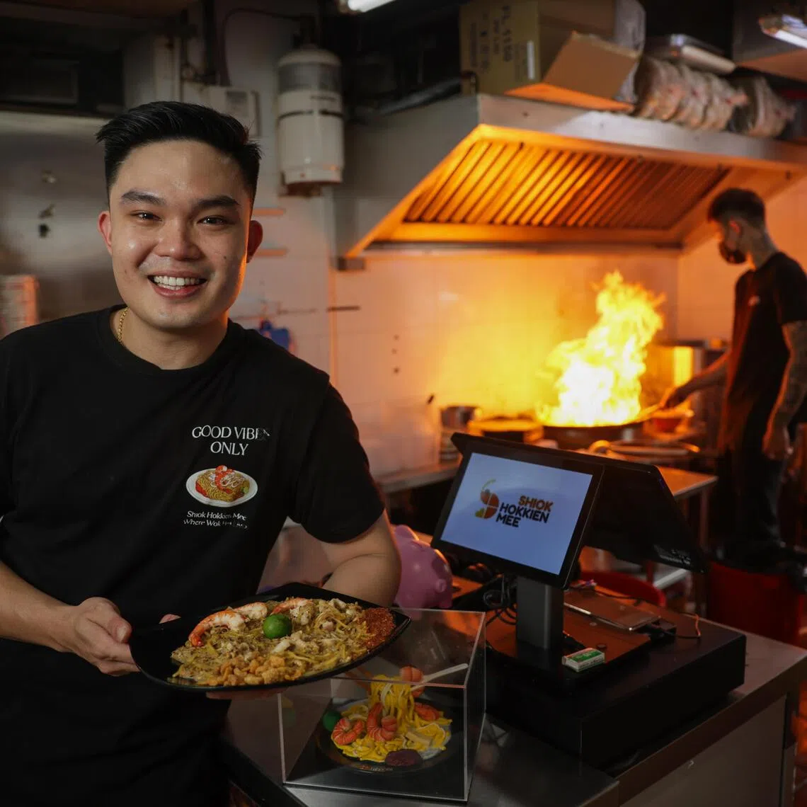 Mitchell Ong of Shiok Hokkien Mee at his newest outlet in Serangoon Central.