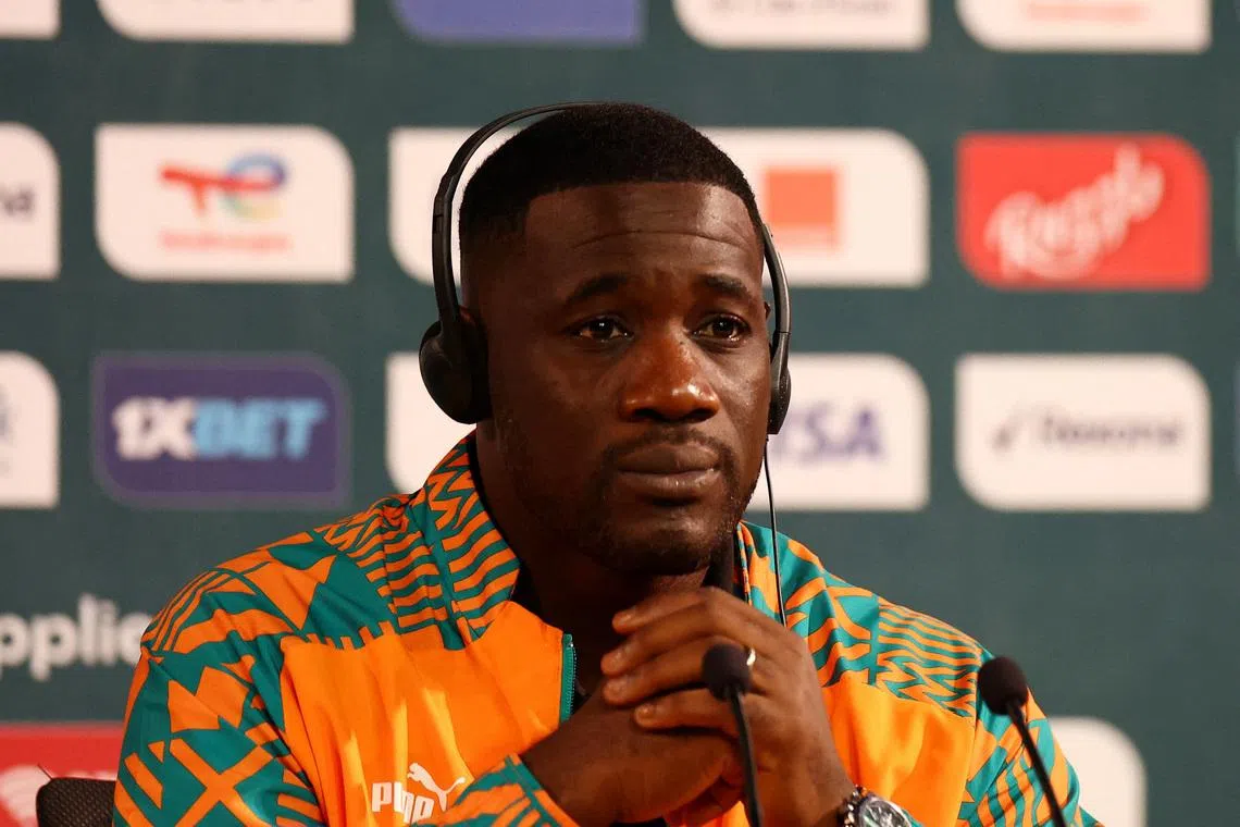 FILE PHOTO: Soccer Football - Africa Cup of Nations - Ivory Coast Press Conference - Abidjan, Ivory Coast - February 10, 2024 Ivory Coast coach Emerse Fae during the press conference REUTERS/Siphiwe Sibeko/File Photo