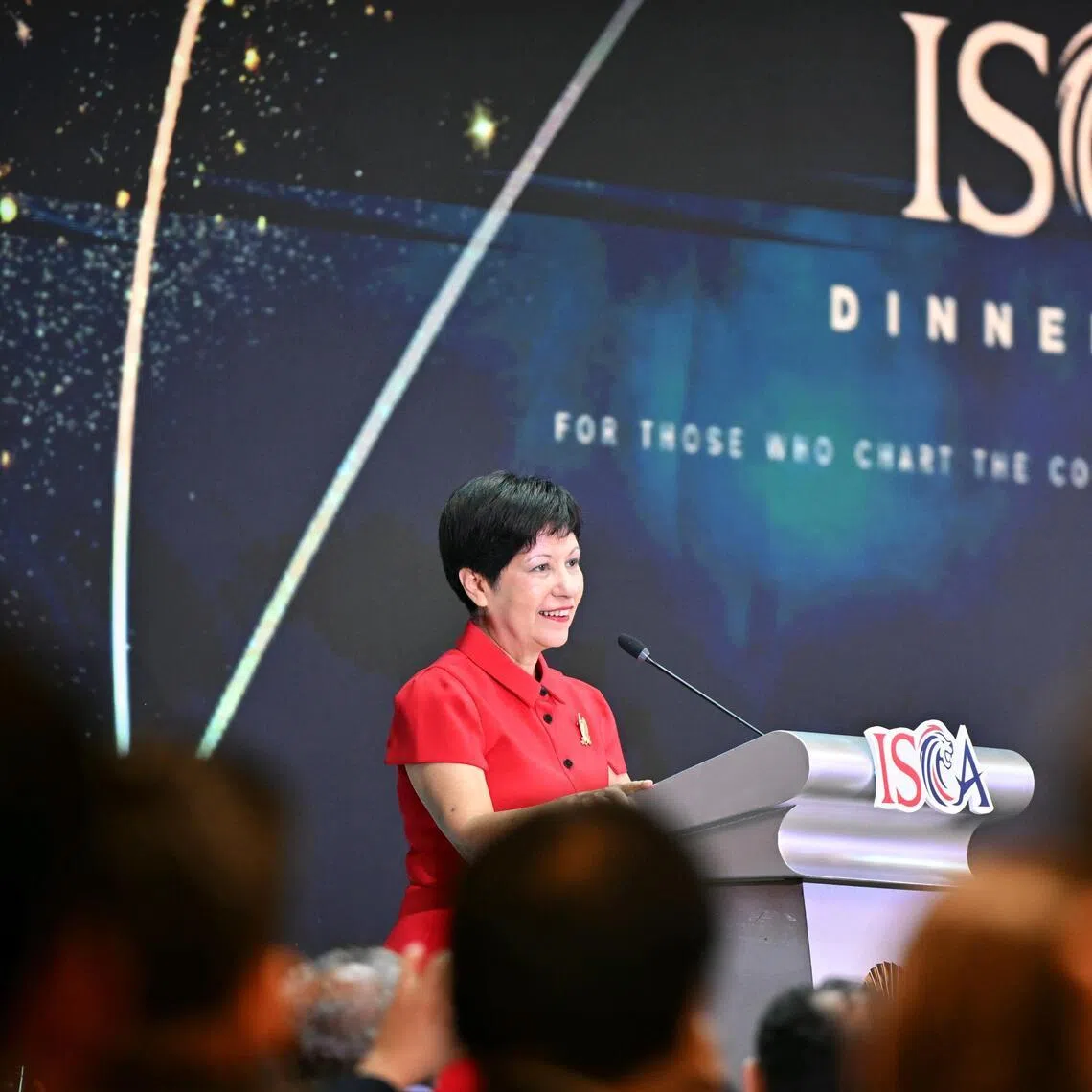 Second Minister for Finance and National Development Indranee Rajah speaking during ISCA’s annual dinner on July 3.