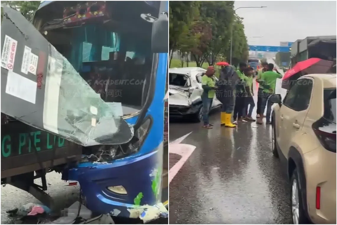 The SCDF said it was alerted to a road traffic accident along the Bukit Timah Expressway, towards Woodlands Checkpoint, before Woodlands Checkpoint viaduct, at about 8am.