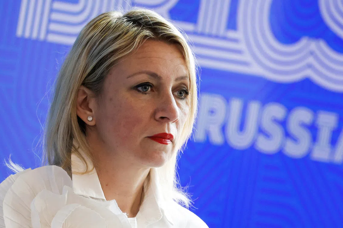 Spokeswoman of Russian Foreign Ministry Maria Zakharova attends a press conference held by Foreign Minister Sergei Lavrov on the sidelines of a meeting of foreign ministers of the BRICS group of nations in the city of Nizhny Novgorod, Russia June 11, 2024. REUTERS/Maxim Shemetov