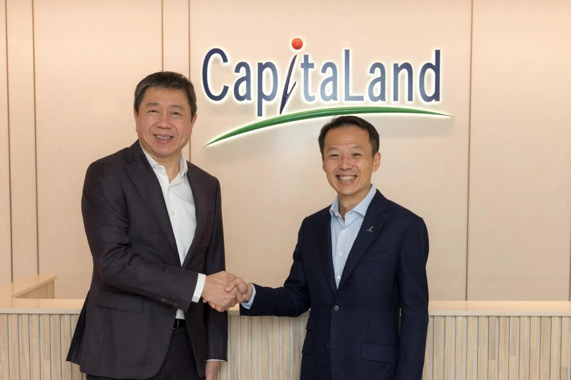 CapitaLand Investment's group chief executive Lee Chee Koon (right) with Suchad Chiaranussati, chairman and founder of SC Capital Partners.