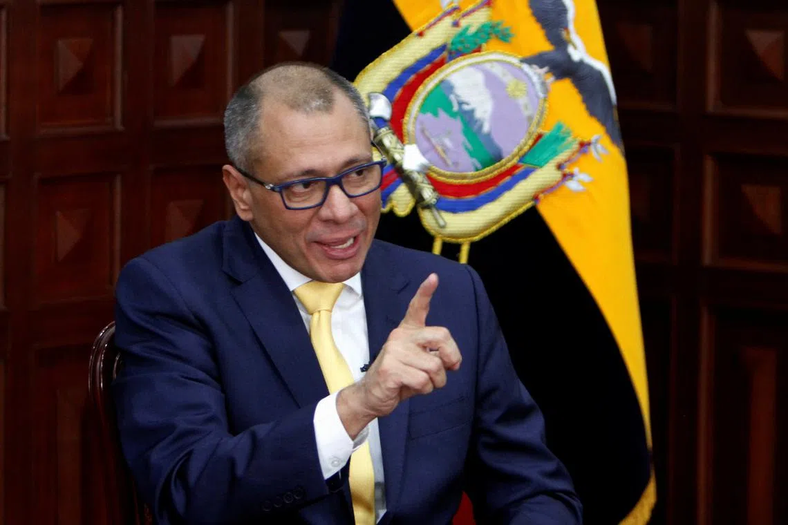 FILE PHOTO: Ecuador's Vice President Jorge Glas talks during an interview with Reuters at the Government Palace in Quito, Ecuador, August 29, 2017.  REUTERS/Daniel Tapia/File Photo
