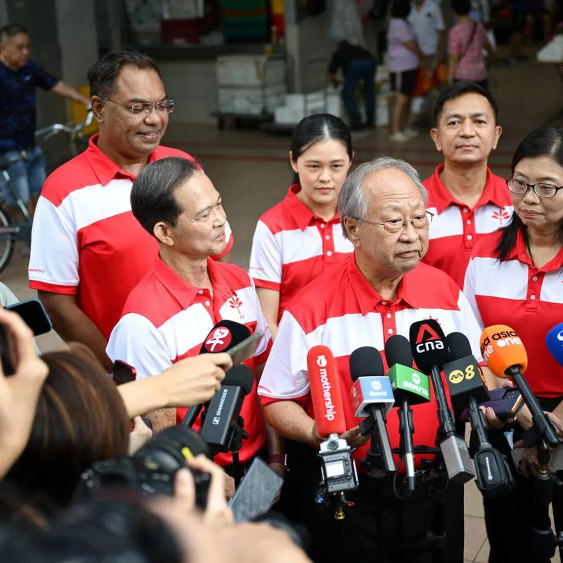 The PSP’s candidates for West Coast-Jurong West GRC and Pioneer SMC were announced during a media event held at Taman Jurong Market & Food Centre on April 20.