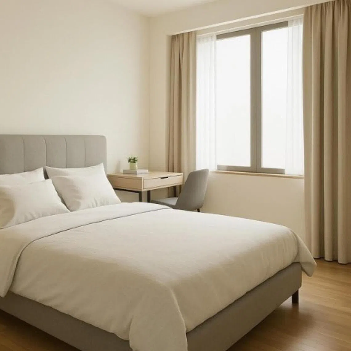 A property listing (screenshots from PropertyGuru) presenting AI-generated images alongside traditional photography, without disclosing the use of AI.