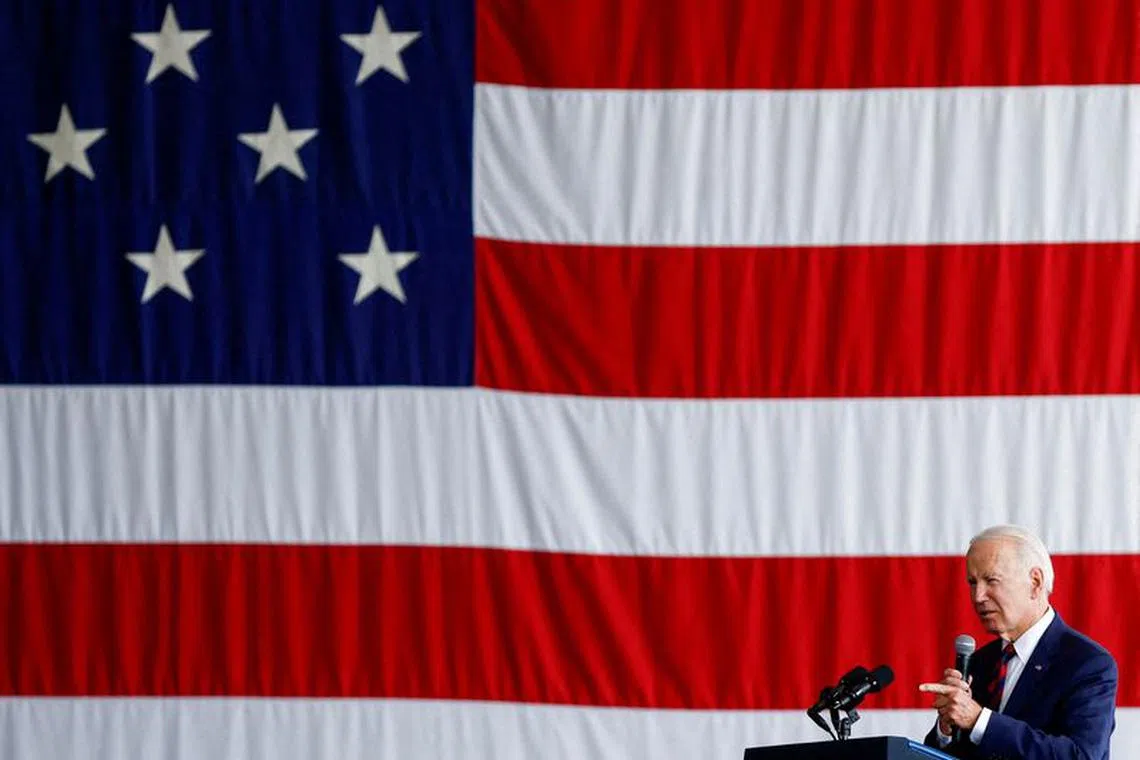 FILE PHOTO: U.S. President Joe Biden delivers remarks to service members, first responders, and their families on the day of the 22nd anniversary of the September 11, 2001 attacks on the World Trade Center, at Joint Base Elmendorf-Richardson in Anchorage, Alaska, September 11, 2023. REUTERS/Evelyn Hockstein/File Photo