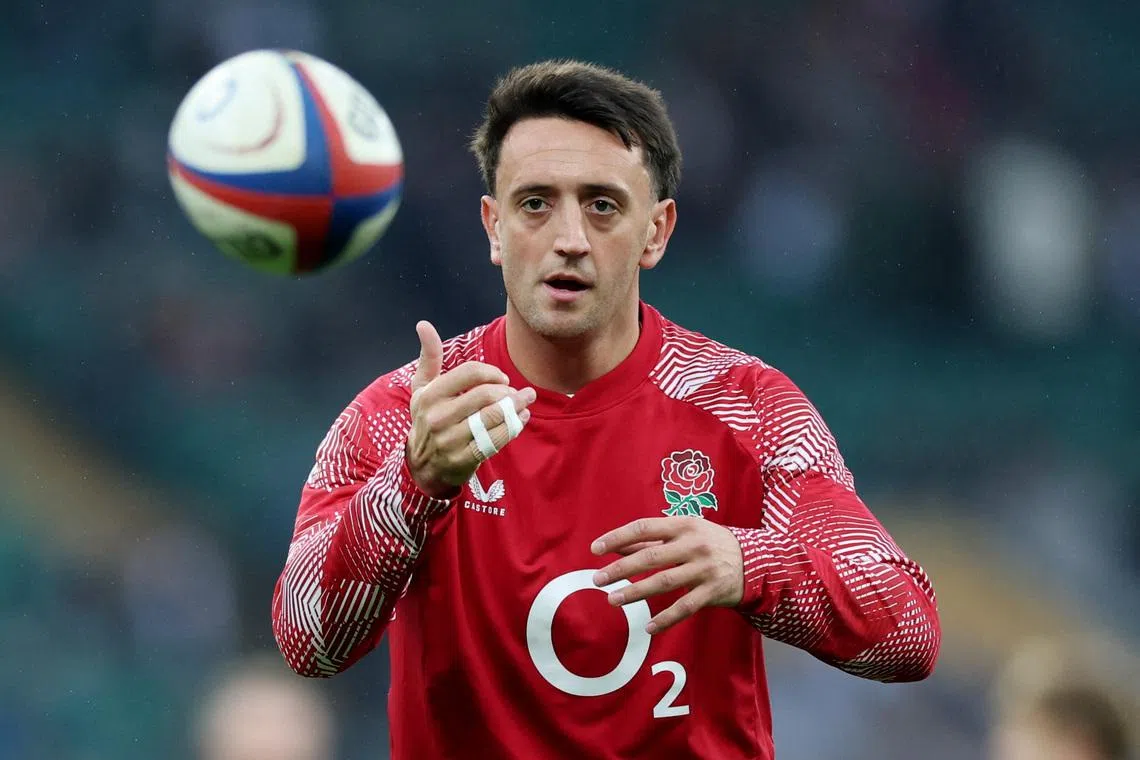 Rugby Union - Autumn Internationals - England v New Zealand - Allianz Stadium, Twickenham, London, Britain - November 15, 2025 England's Alex Mitchell during the warm up before the match REUTERS/Hannah Mckay