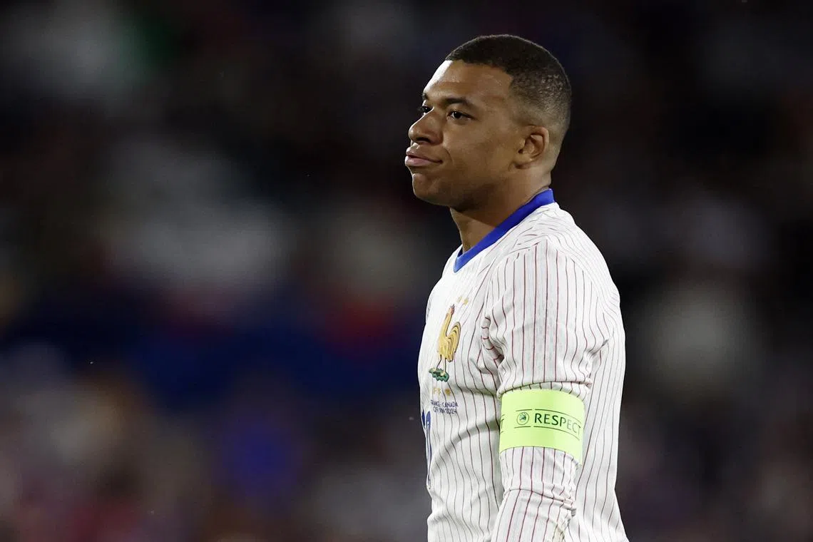 FILE PHOTO: Soccer Football - International Friendly - France v Canada - Stade Matmut-Atlantique, Bordeaux, France - June 9, 2024 France's Kylian Mbappe reacts REUTERS/Stephane Mahe/File Photo