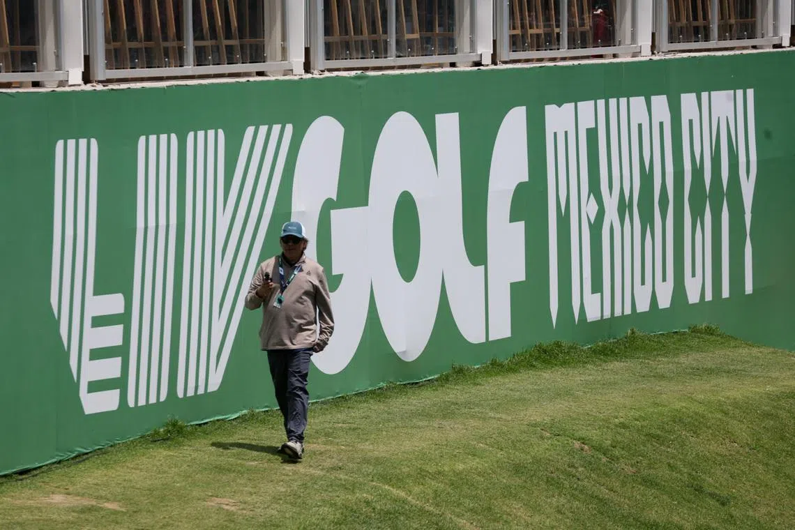 Golf - LIV Golf Mexico - Club de Golf Chapultepec, Mexico City, Mexico - April 17, 2026 General view of the LIV Golf Mexico sign during second round REUTERS/Henry Romero