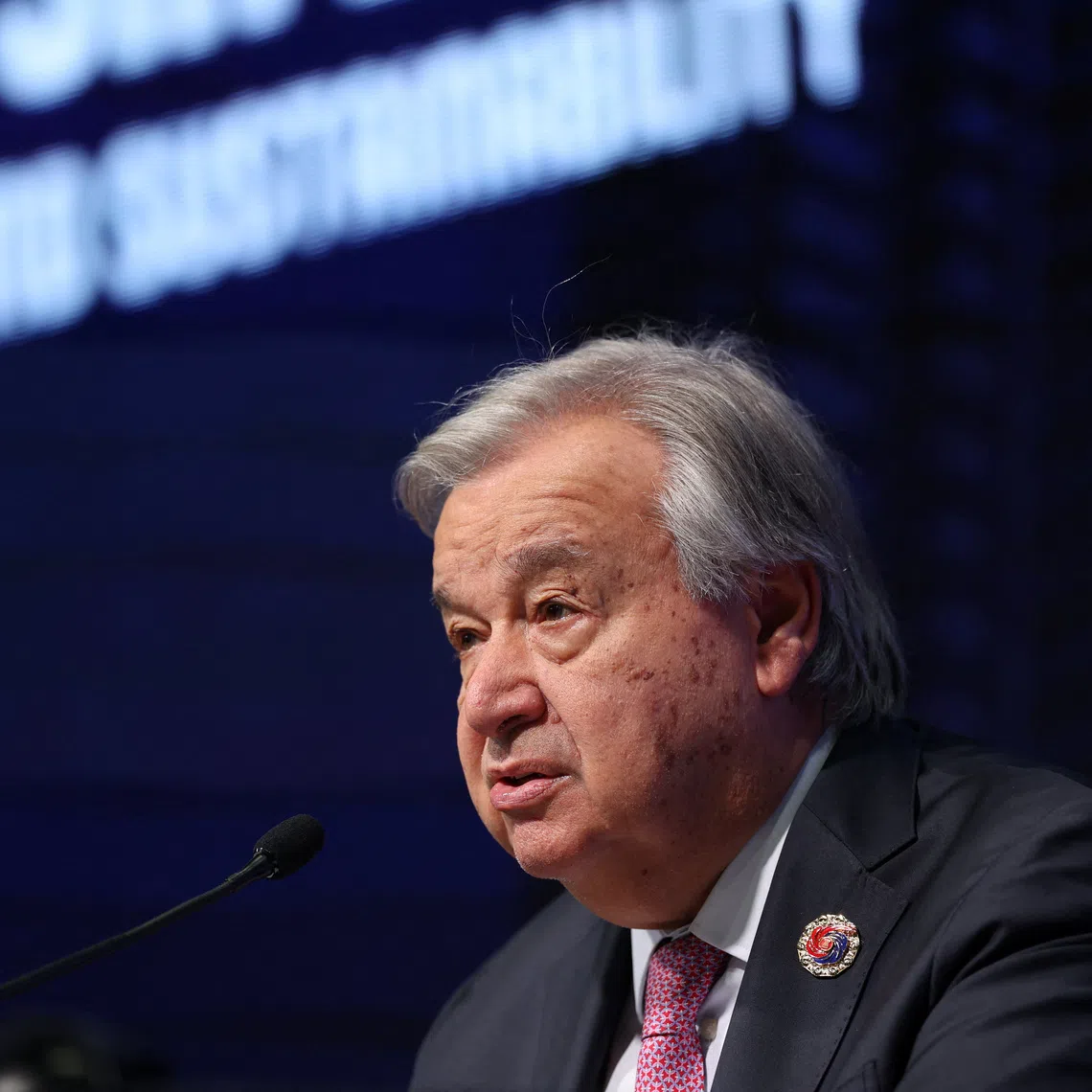 U.N. Secretary-General Antonio Guterres speaks during a press conference, ahead of his participation in the 47th ASEAN Summit in Kuala Lumpur, Malaysia October 27, 2025. REUTERS/Chalinee Thirasupa