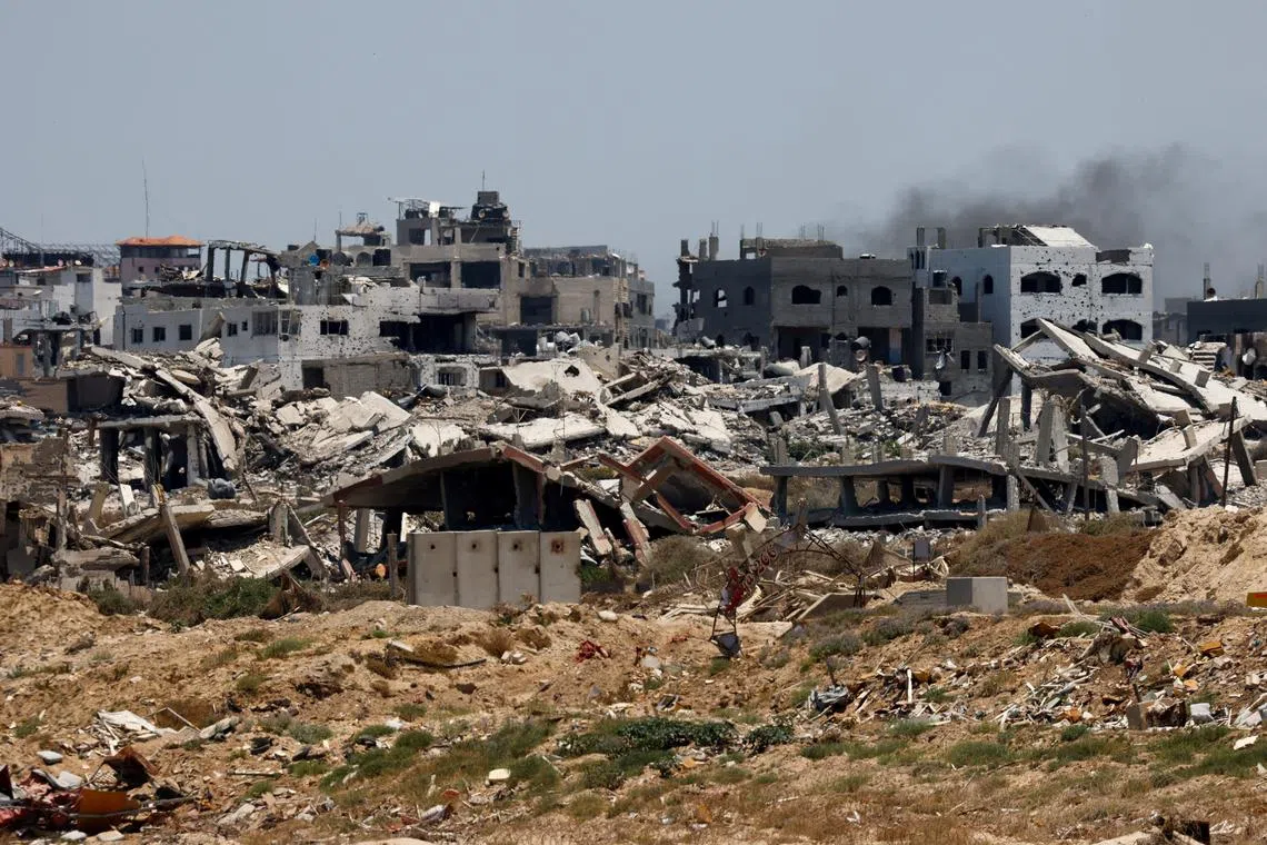 Destroyed buildings are pictured in Gaza, amid the ongoing conflict between Israel and Hamas, as seen near the Gaza coast, June 25, 2024. REUTERS/Amir Cohen
