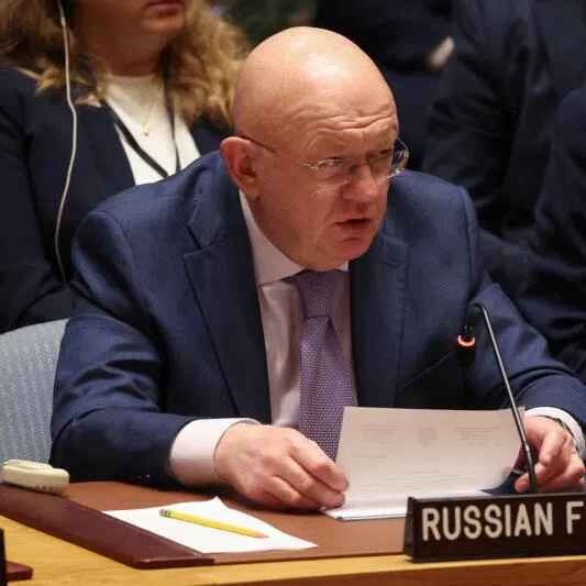Russian ambassador to the United Nations Vassily Nebenzia attending the UN Security Council meeting in New York City, on May 26, 2026.