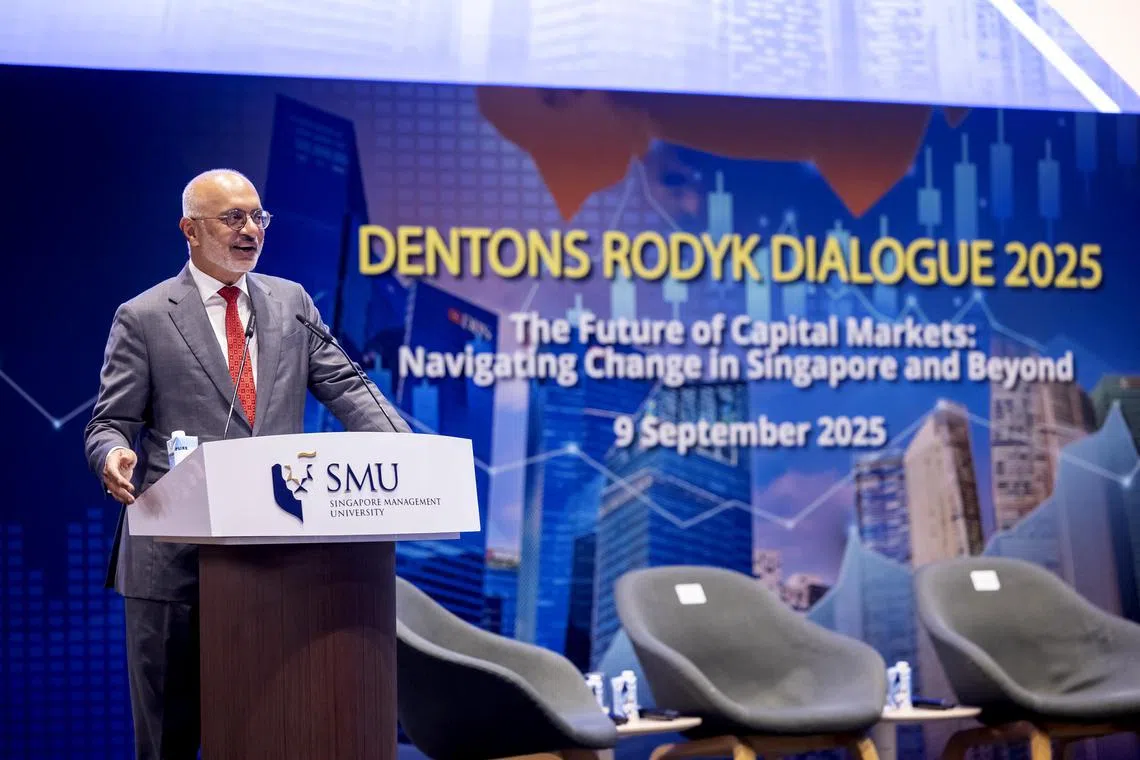 Fromer DBS chief executive Piyush Gupta delivered a keynote address at the Dentons Rodyk Dialogue 2025.