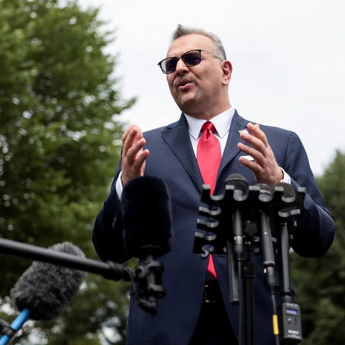 Massad Boulos, Senior Advisor to the President of the United States on Arab and Middle Eastern Affairs, speaks to the media at the White House, in Washington, D.C., U.S., July 21, 2026. REUTERS/Evelyn Hockstein/File Photo