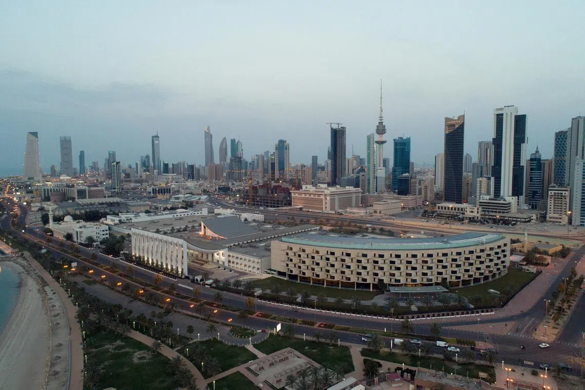 File photo: An aerial view shows Kuwait City and the National Assembly Building (Kuwait Parliament), March 20, 2020. REUTERS/Stephanie McGehee/File photo