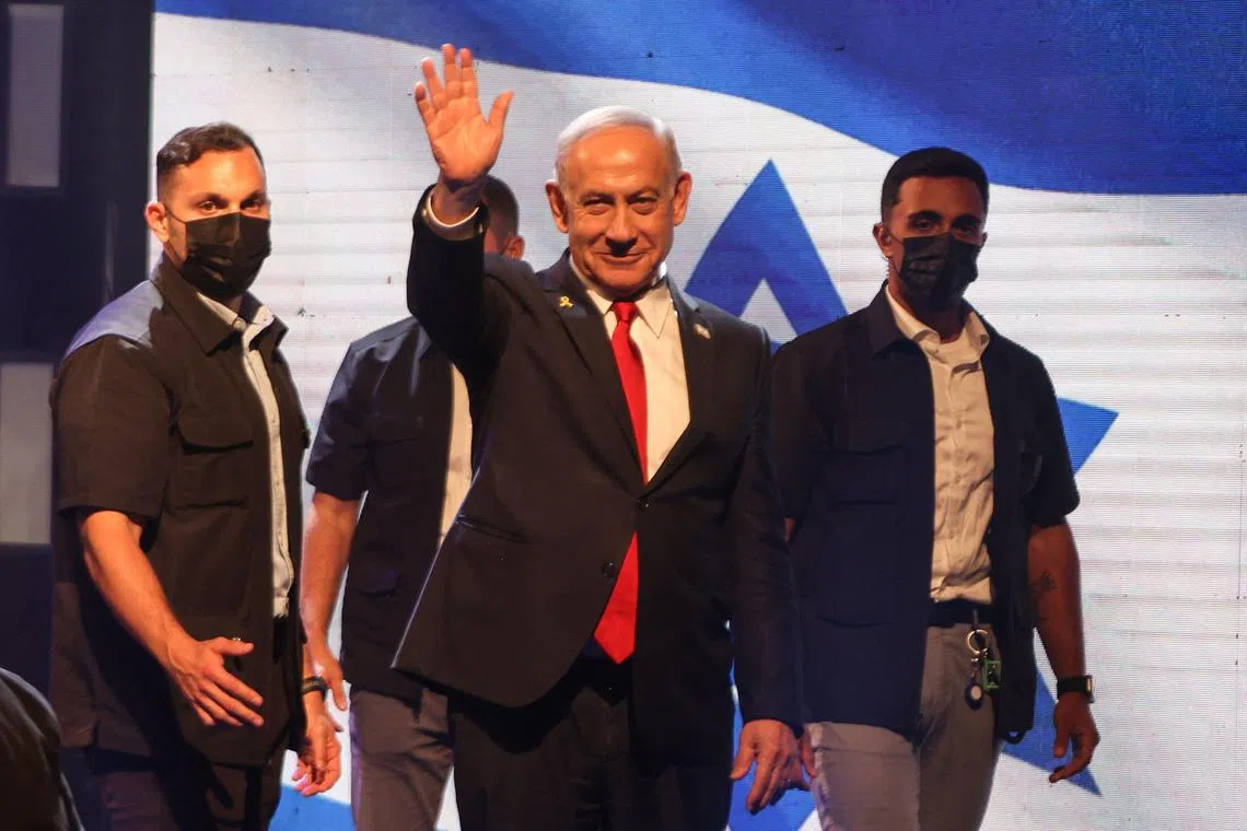 Israeli Prime Minister Benjamin Netanyahu arriving to sign a framework agreement on Sept 11 that aims to speed up development in the Israeli settlement of Maale Adumim, in the occupied-West Bank.