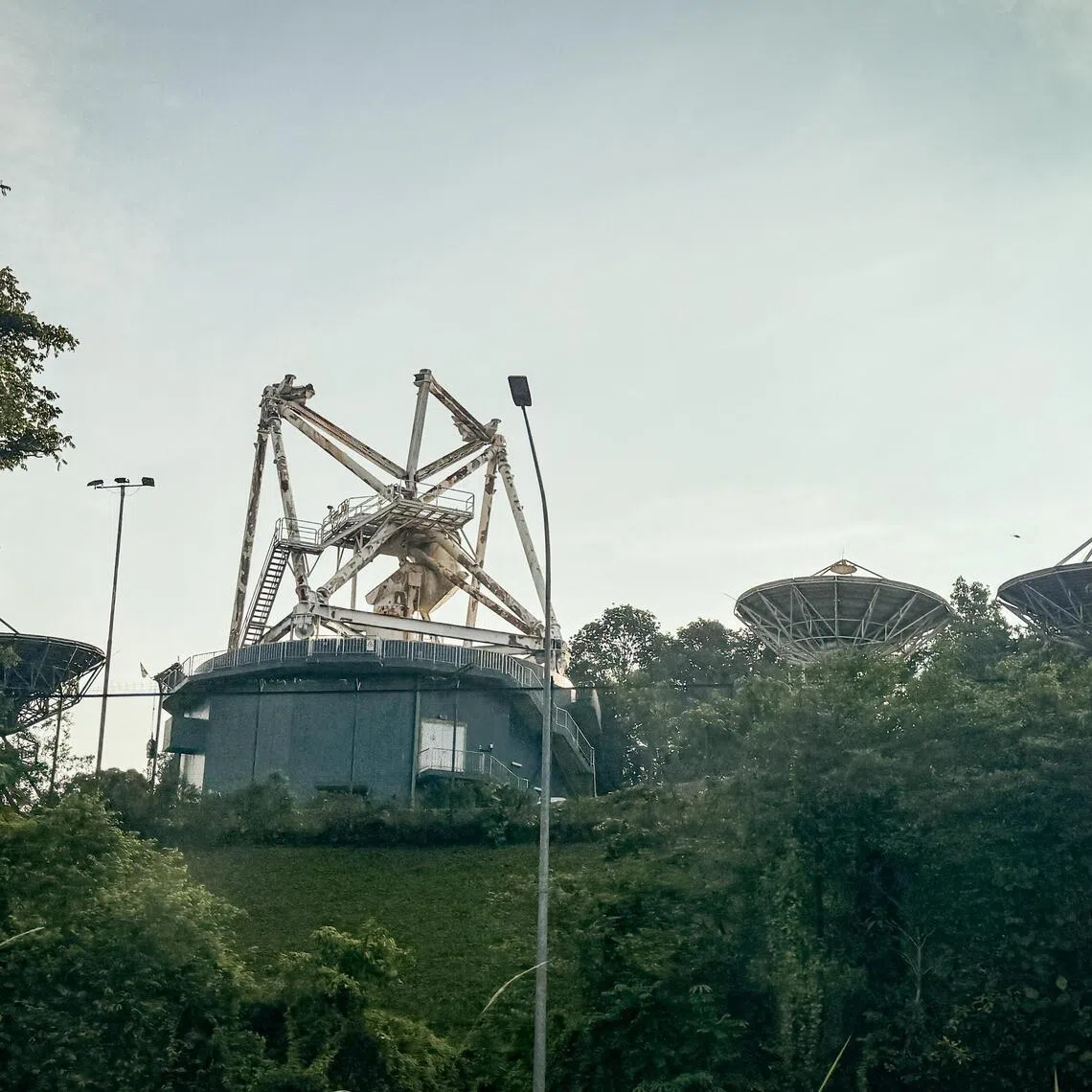 The structure of a dish antenna at Bukit Timah Satellite Earth Station, pictured on April 13.