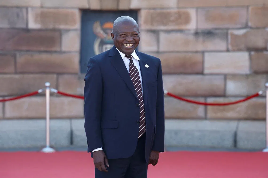 FILE PHOTO: Former Deputy President of South Africa David Mabuza poses for a photo as he arrives ahead of the inauguration of South Africa's Cyril Ramaphosa as President at the Union Buildings in Pretoria on June 19, 2024.     PHILL MAGAKOE/Pool via REUTERS/File Photo