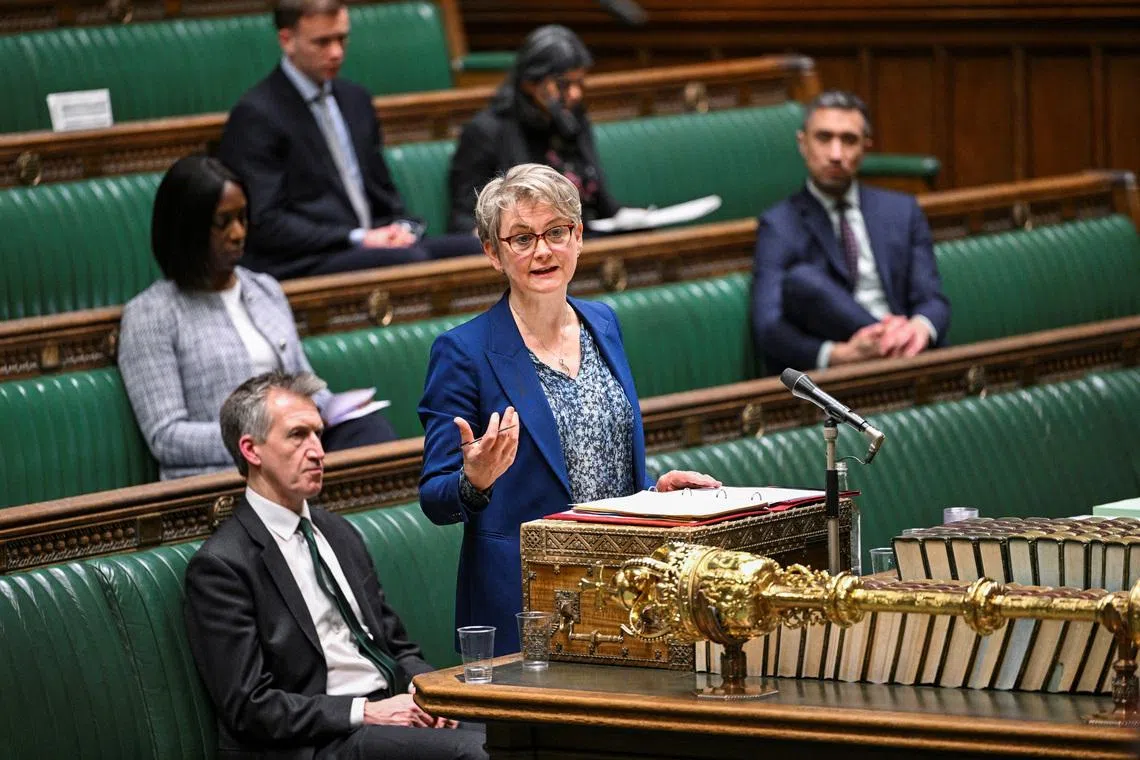 Britain's Foreign Secretary Yvette Cooper gives a statement on Iran at the House of Commons in London, Britain, January 13, 2026. © House of Commons/Handout via REUTERS