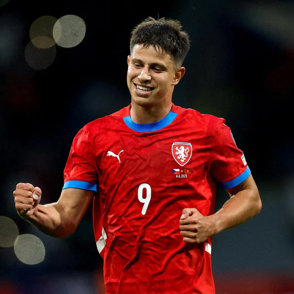 FILE PHOTO: Soccer Football - World Cup - European Qualifiers - Group L - Czech Republic v Montenegro - Doosan Arena, Pilsen, Czech Republic - June 6, 2025 Czech Republic's Adam Hlozek celebrates scoring their first goal REUTERS/David W Cerny/File Photo