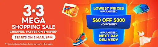 Melhor venda 3.3 em Cingapura: Shopee 3.3 Mega Shopping Sale