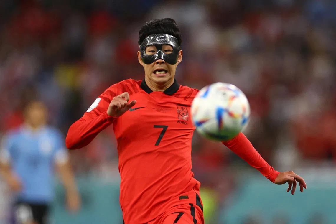 Son wore a mask to protect a facial injury he suffered while playing in the Champions League for Spurs.
