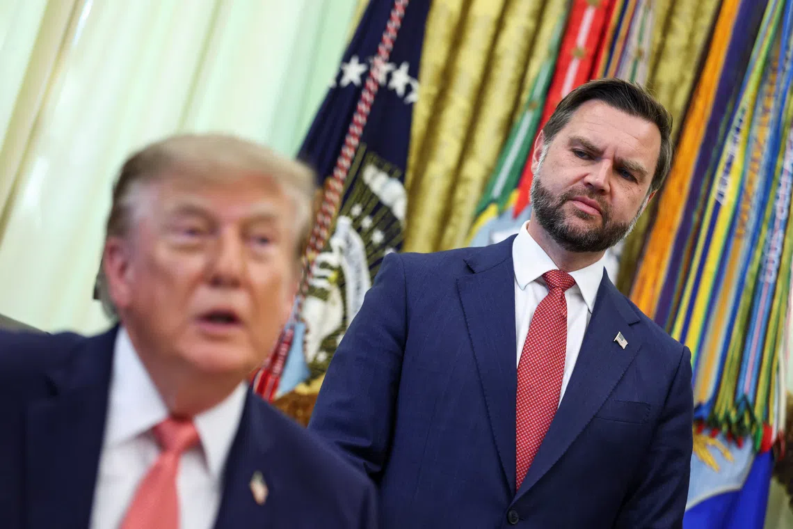 US Vice President JD Vance listens to President Donald Trump speak, as they make a joint appearance  in the Oval Office to announce a whistleblower program to encourage the public to report alleged fraud, at the White House in Washington, DC, US, October 20, 2026. REUTERS/Kevin Lamarque