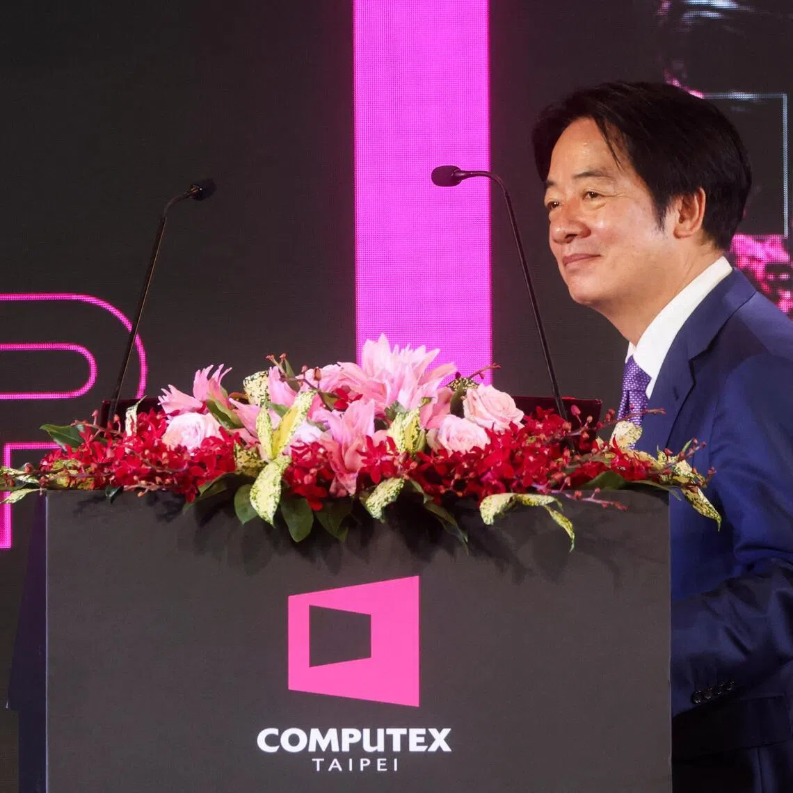 Taiwan President Lai Ching-te spoke at Computex trade show in Taipei, where leaders of some of the world's largest technology companies are gathering.