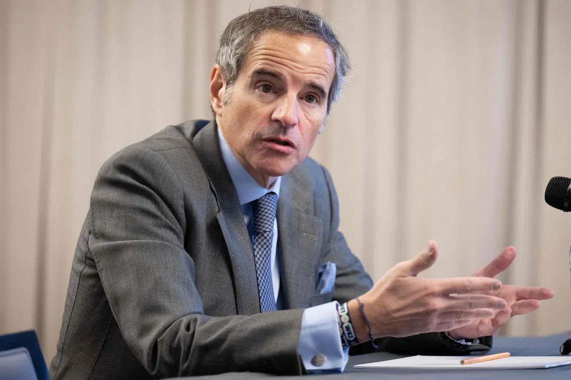 International Atomic Energy Agency director-general Rafael Grossi speaks during a press conference in Washington, on March 15, 2023.