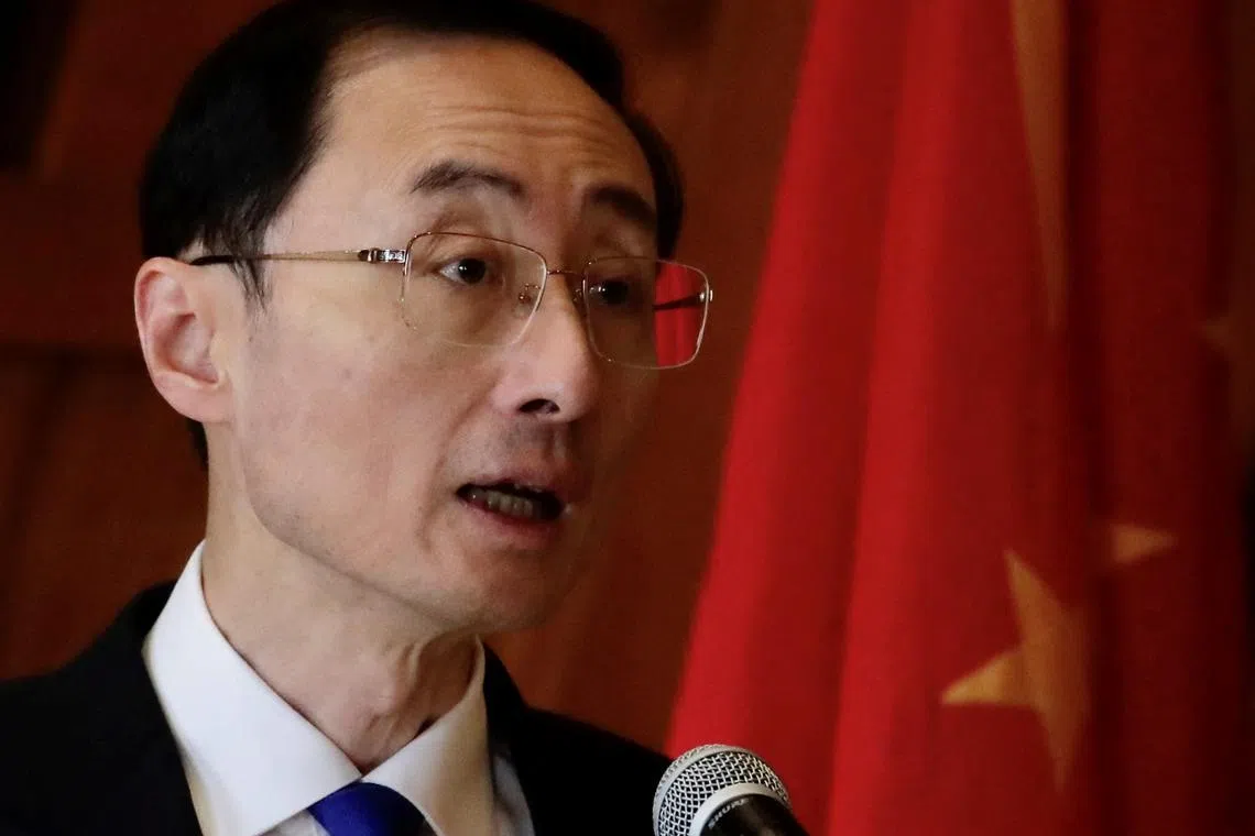 China's Vice Foreign Minister Sun Weidong speaks during the Bilateral Consultations Mechanism (BCM) on the South China Sea in Manila, Philippines, March 24, 2023. Francis Malasig/POOL via REUTERS/File Photo
